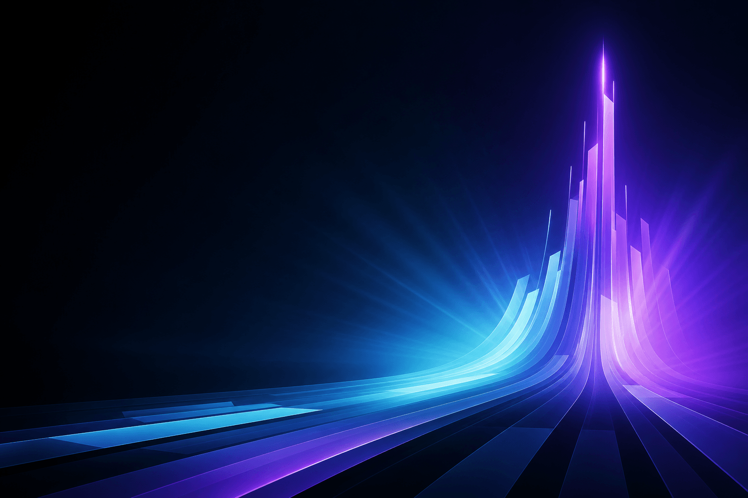 Expanding light rays representing company growth ahead of early access